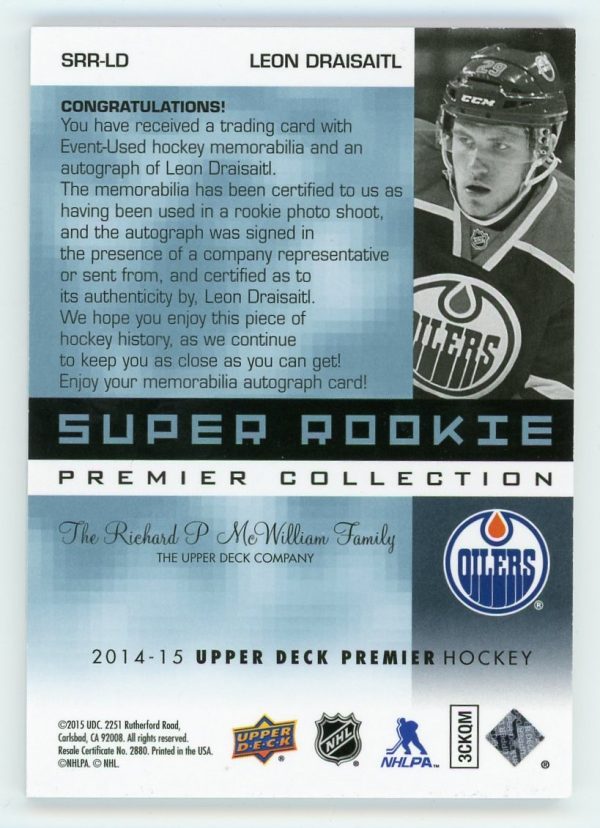 Leon Draisaitl 2014-15 UD Premier Super Rookie RPA 73/99 #SRR-LD