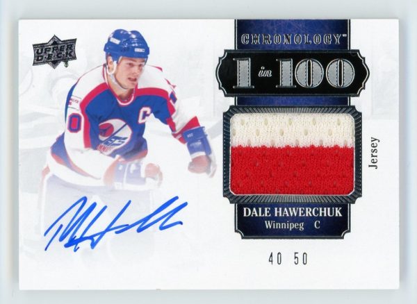 Dale Hawerchuk 2018-19 Upper Deck Chronology 1-In-100 Jersey Auto 40/50 #100-DH