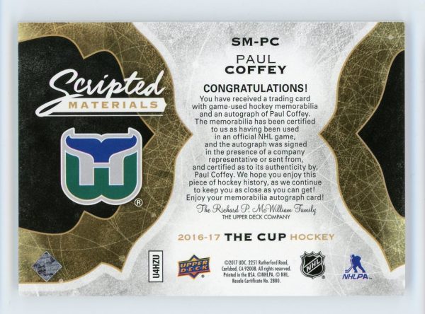 Paul Coffey 2016-17 UD The Cup Scripted Materials 24/35 #SM-PC