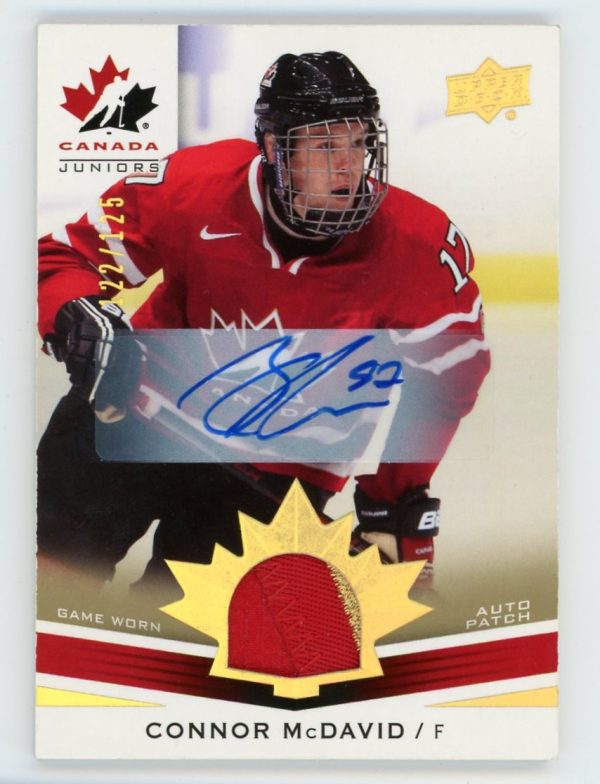 Connor McDavid 2014 Upper Deck Team Canada Juniors Auto Patch 122/125 #183 (Pre-Rookie)