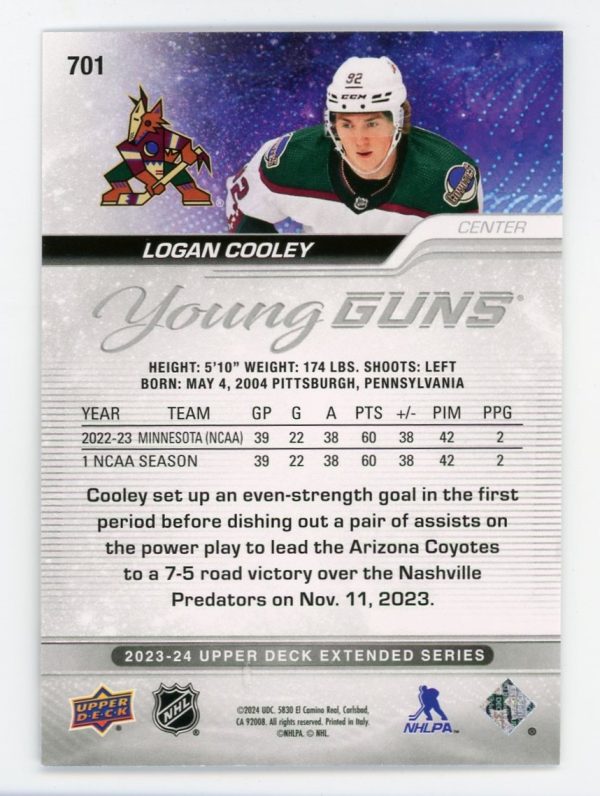 Logan Cooley 2023-24 Upper Deck Young Guns Outburst Silver #701