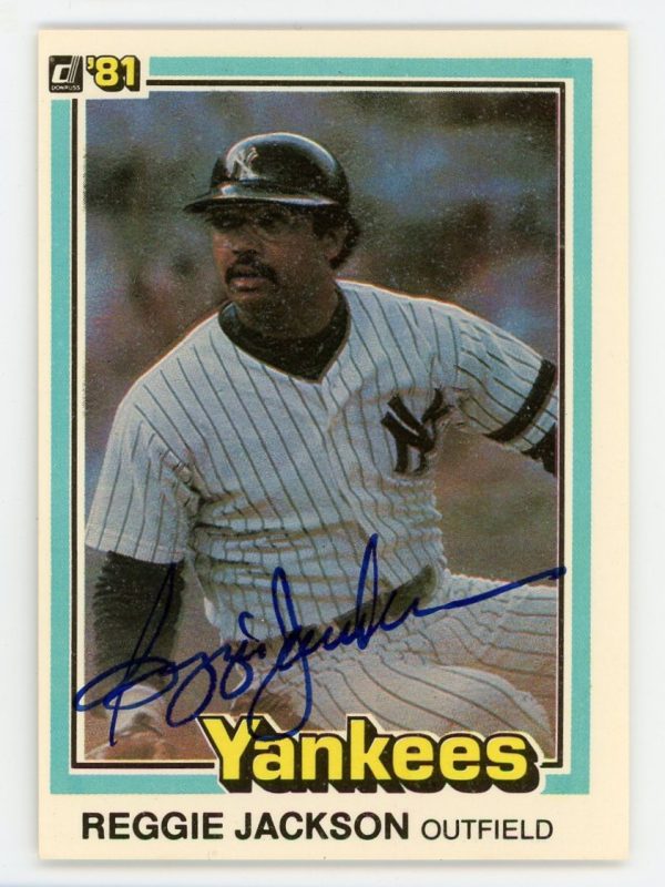 Reggie Jackson 1981 Donruss Auto'd Card (Scoreboard) 81/475 #468