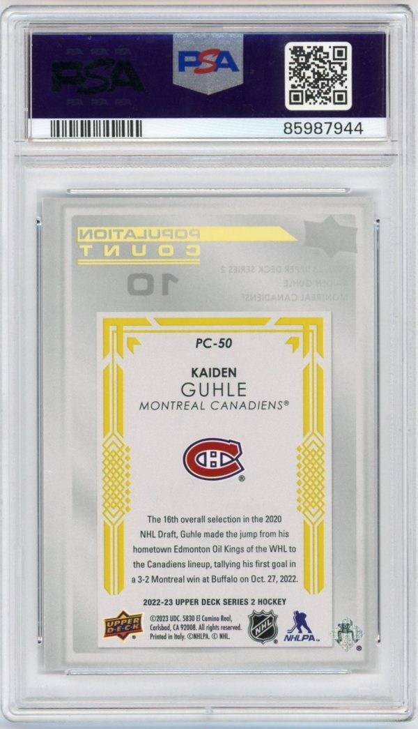 Kaiden Guhle 2022-23 Upper Deck Population Count 10 #PC-50 PSA 9