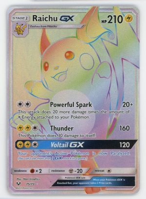 Raichu GX Pokemon Shining Legends Rainbow Rare Full Art 75/73