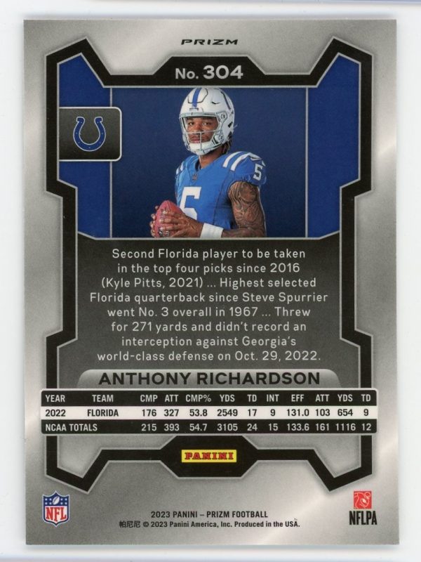 Anthony Richardson 2023 Panini Prizm Silver Variation RC #204