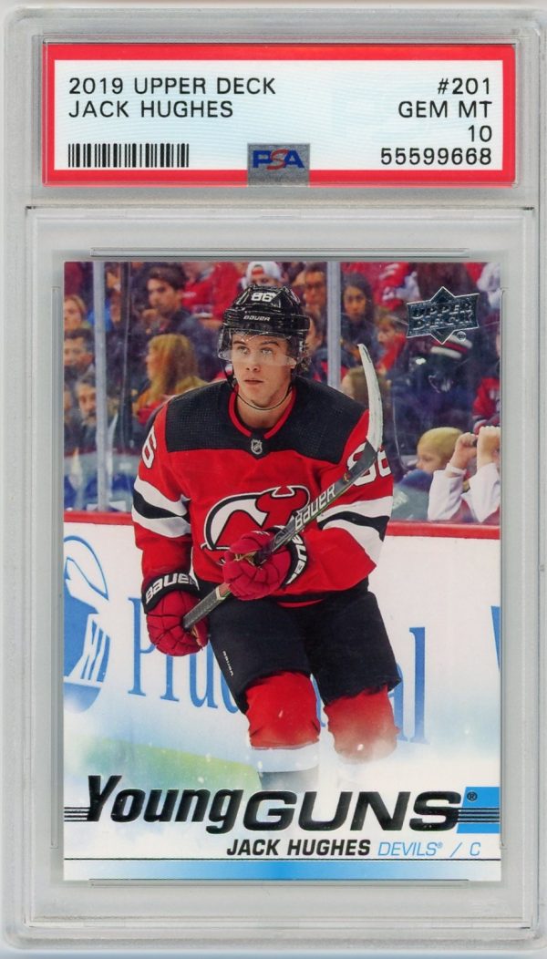 Jack Hughes 2019-20 Upper Deck Young Guns Rookie Card #201 PSA 10