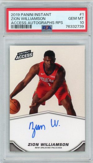 Zion Williamson 2019-20 Panini Instant Access Rookie Auto 15/25 PSA 10