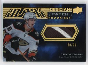 Trevor Zegras 2021-22 SPx Obsidian Patch Rookies 30/35 #ORJ-TZ