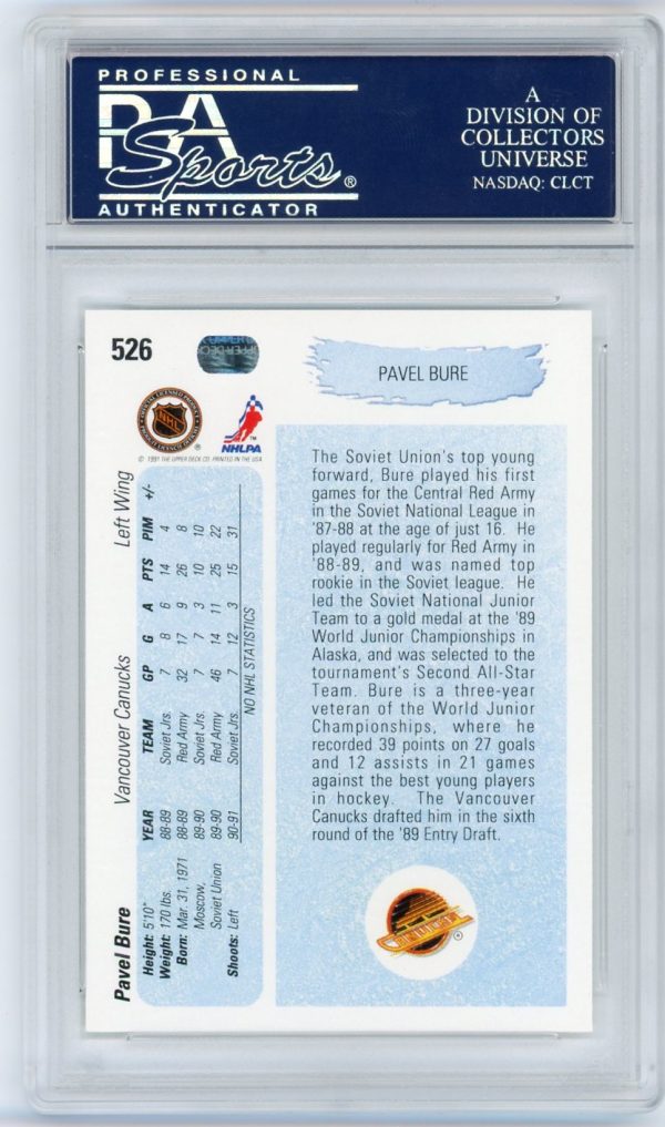 Pavel Bure 1990-91 Upper Deck Young Guns Rookie Card #526 PSA 10