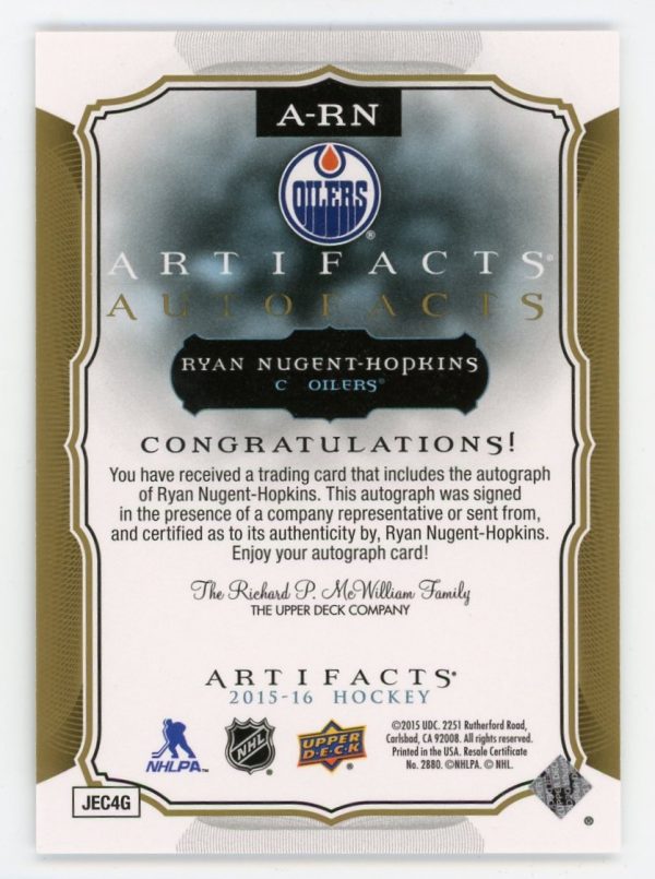 Ryan Nugent-Hopkins 2015-16 Upper Deck Artifacts Autofacts Auto #A-RN