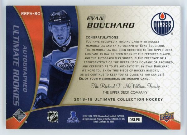 Evan Bouchard 2018-19 Upper Deck Ultimate Rookies RPA 44/49 #RRPA-BO