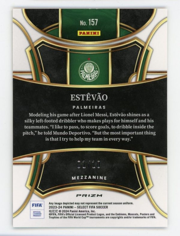 Estavo 2023-24 Panini Select Fifa Mezzanine Gold Prizm /10 RC #157