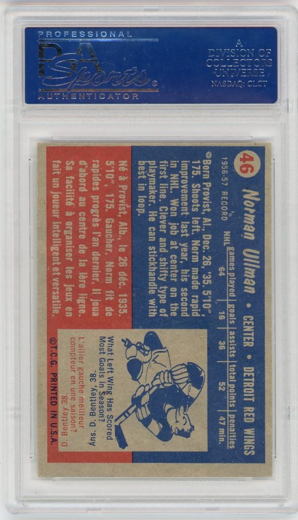 Norm Ullman 1957-58 Topps Rookie Card #46 PSA 5 EX