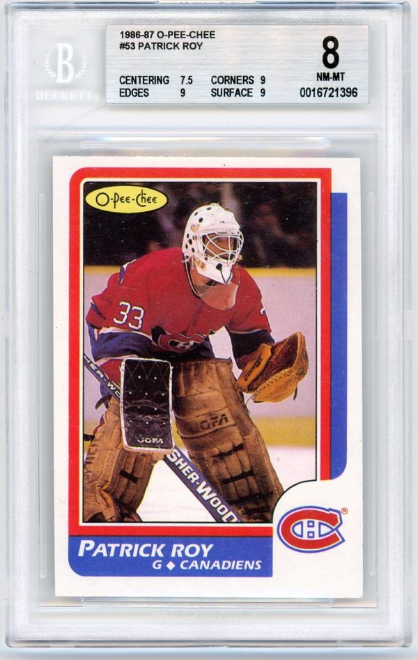 Patrick Roy 1986-87 O-Pee-Chee Rookie Card #53 BGS 8 w/ 3 9's!