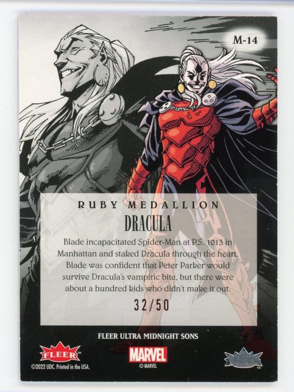 Dracula 2023 Fleer Ultra Midnight Sons Ruby Medallion 32/50 #M-14