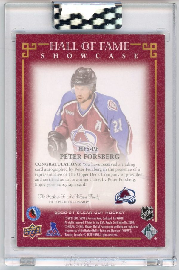 Peter Forsberg 2020-21 Clear Cut Hall Of Fame Showcase 12/35 #HFS-PF