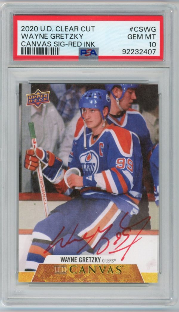 Wayne Gretzky 2020-21 Clear Cut Canvas Auto Red Ink #CS-WG PSA 10