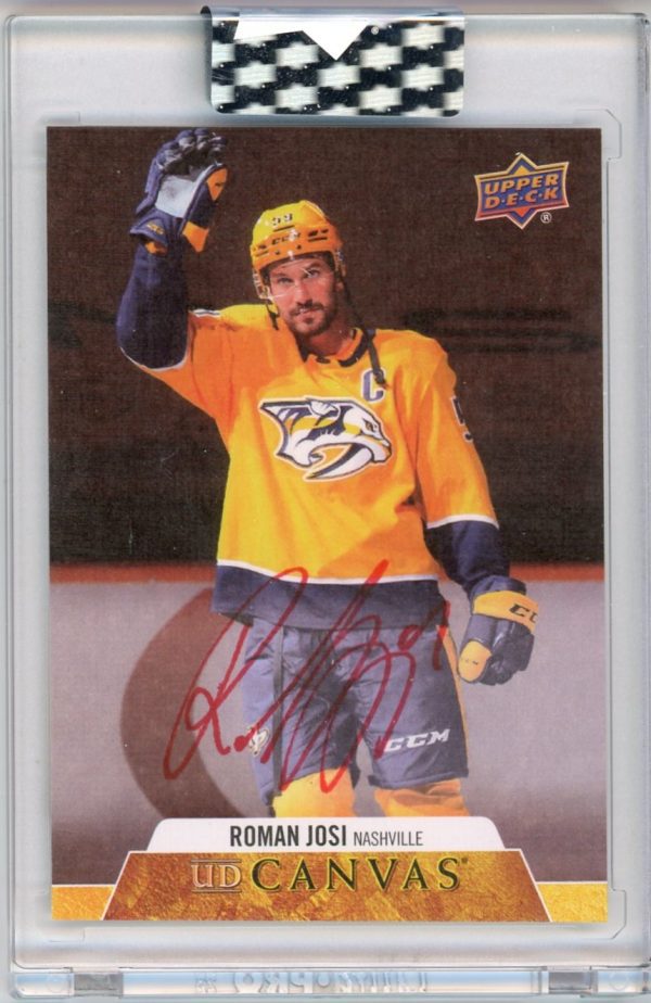 Roman Josi 2020-21 Clear Cut UD Canvas Red Ink Auto #CS-RJ