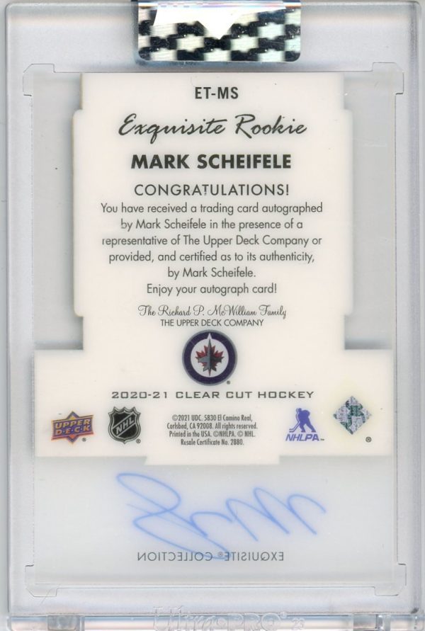 Mark Scheifele 2020-21 Clear Cut Exquisite Rookie Tribute 06/25 Auto #ET-MS