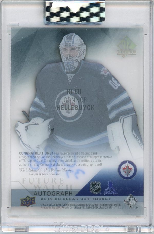 Connor Hellebuyck 2019-20 Clear Cut Future Watch Tribute Auto #RT-CH