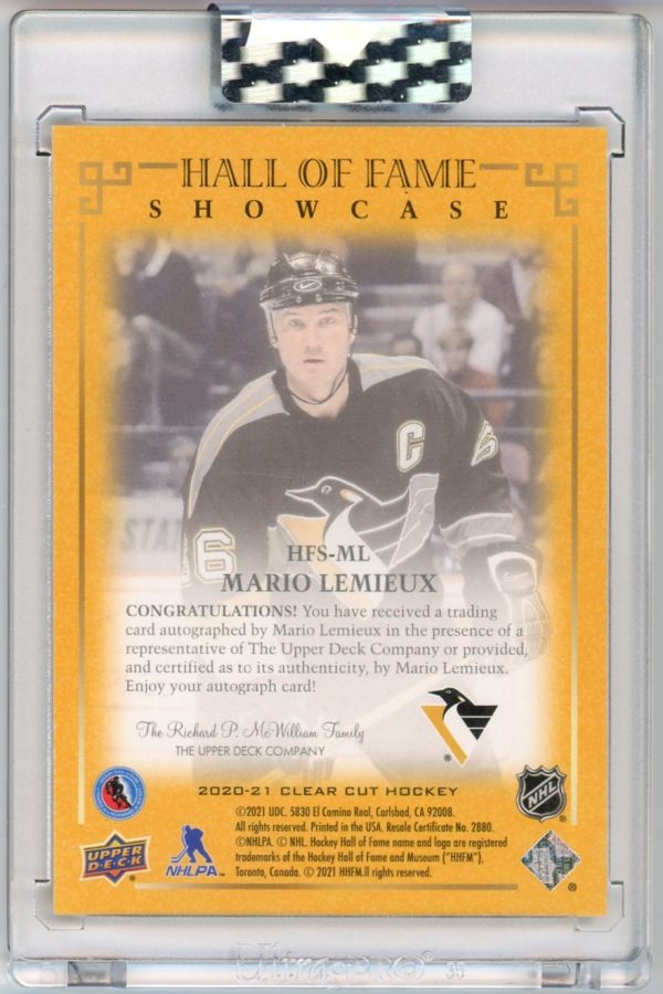 Mario Lemieux 2020-21 Clear Cut Hall Of Fame Showcase 13/35 Auto #HFS-ML