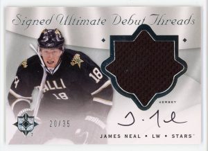James Neal 2008-09 UD Ultimate Collection Debut Threads 20/35 Auto #SDT-JN