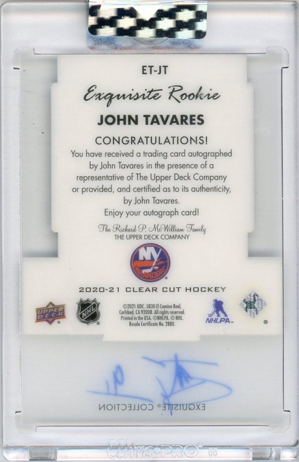 John Tavares 2020-21 Clear Cut Exquisite Rookies Tribute Auto /25 #ET-JT