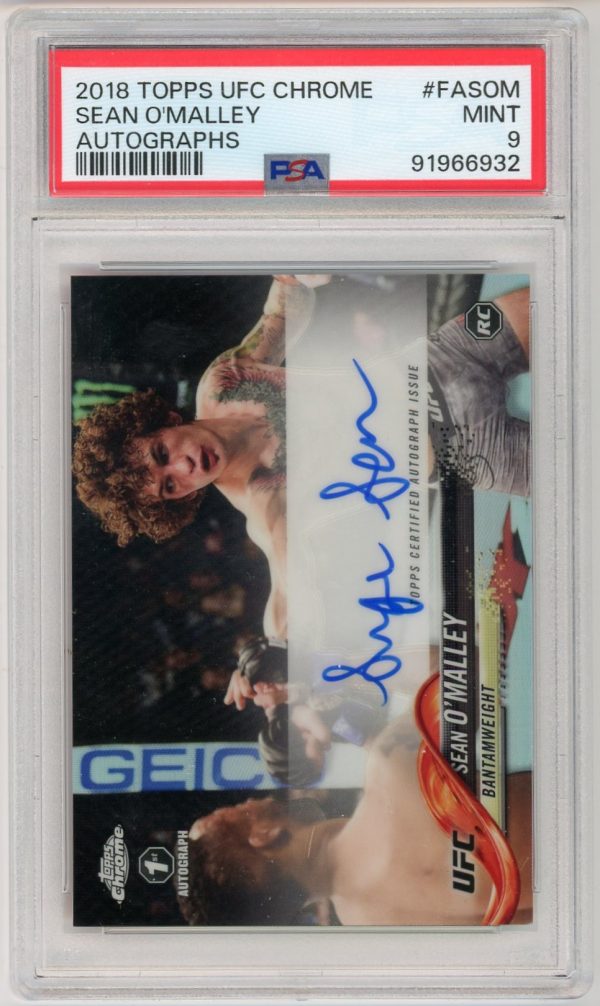 Sean O'Malley 2018 Topps Chrome UFC Rookie Auto #FA-SOM PSA 9