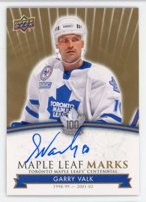 Garry Valk 2017 Maple Leaf Centennial Maple Leaf Marks Auto #MLM-GV