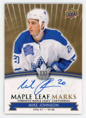 Mike Johnson 2017 Maple Leaf Centennial Maple Leaf Marks Auto #MLM-MJ