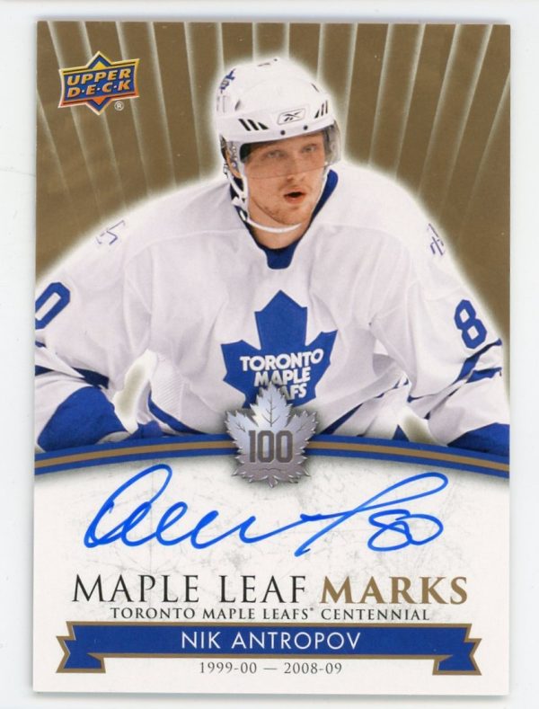 Nik Antropov 2017 Maple Leaf Centennial Maple Leaf Marks Auto #MLM-NA