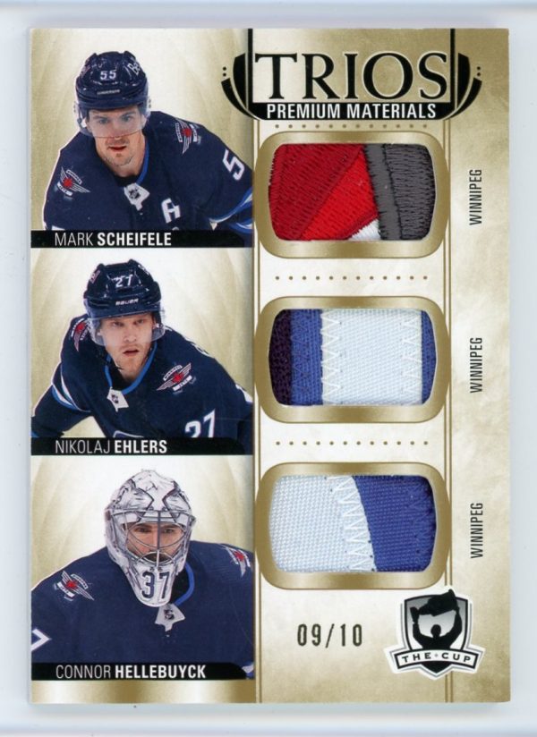 Hellebuyck/Scheifele/Ehlers 2021-22 The Cup Trios Patch 09/10 #C3-SEH