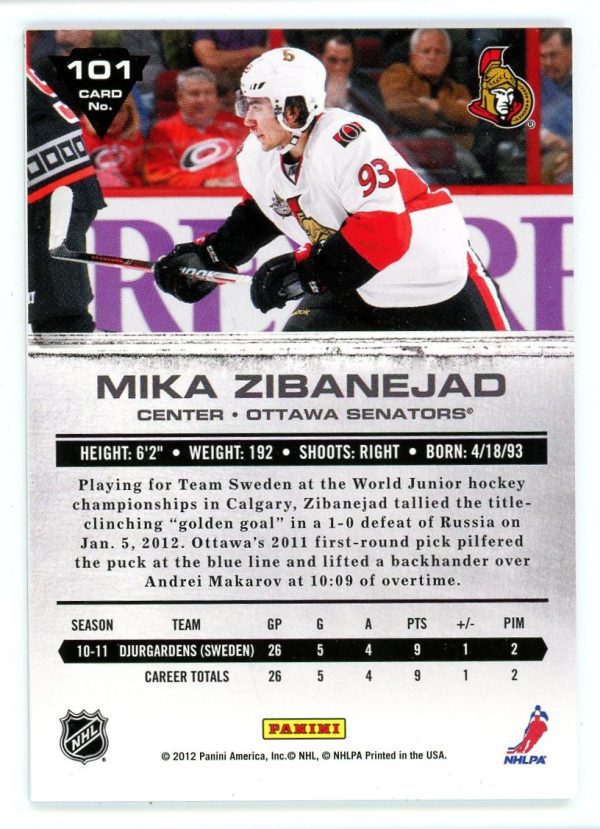 Mika Zibanejad 2011-12 Panini Titanium True Rookie 21/93 #101