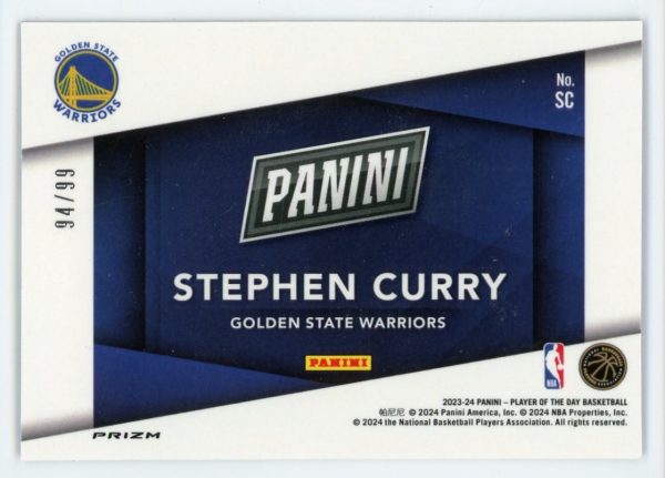 Steph Curry 2023-24 Panini Player Of The Day Splash Prizm 94/99 #SC