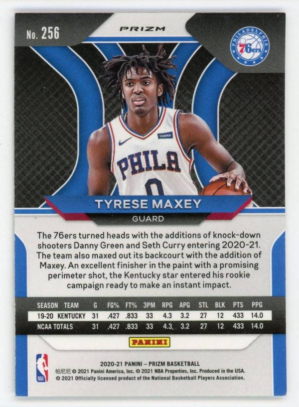 Tyrese Maxey 2020-21 Panini Prizm Silver Prizm Rookie Card #256