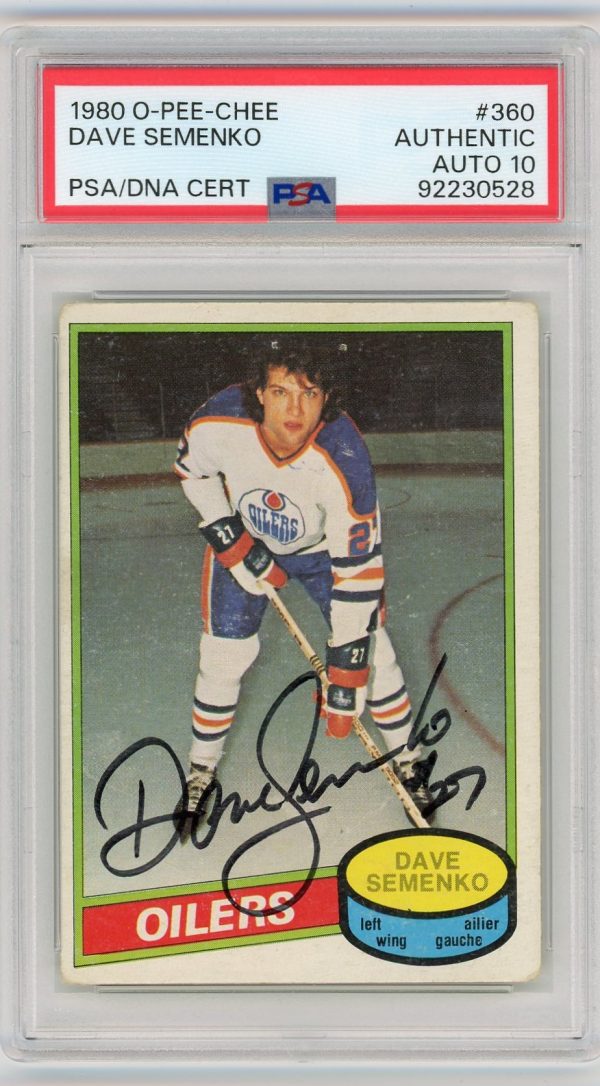 1980 OPC Dave Semenko RC PSA Authentic Auto Grade 10 RARE