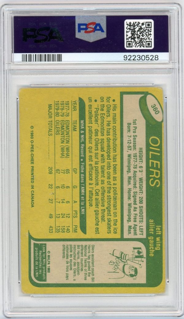 1980 OPC Dave Semenko RC PSA Authentic Auto Grade 10 RARE