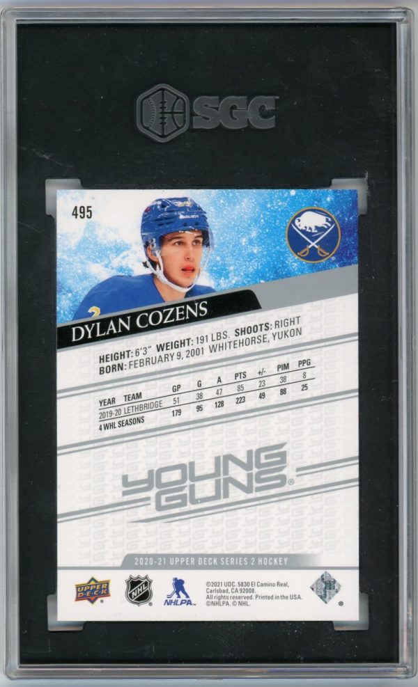 Dylan Cozens 2020-21 Upper Deck Young Guns RC #495 SGC 10