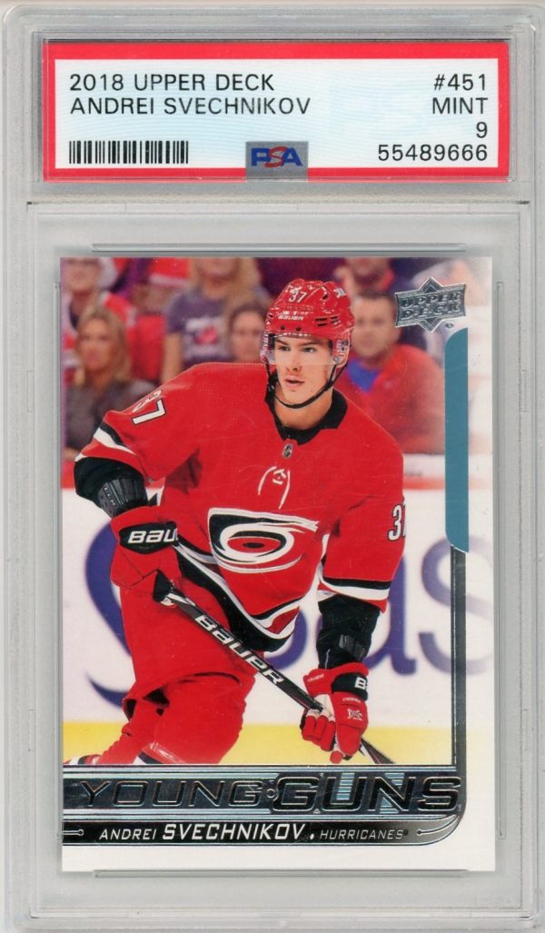 Andrei Svechnikov 2018-19 Upper Deck Young Guns RC #451 PSA 9