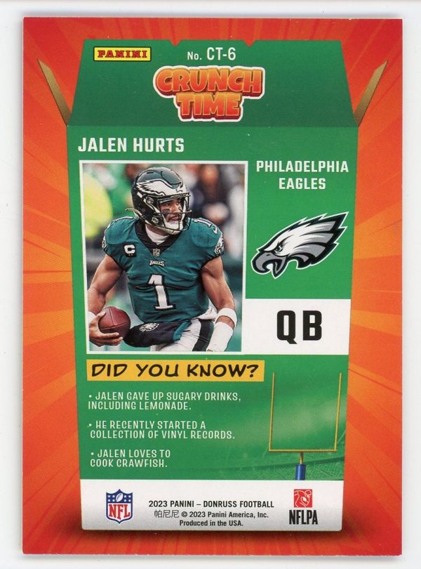 Jalen Hurts 2023 Panini Donruss Crunch Time Case Hit #CT-6