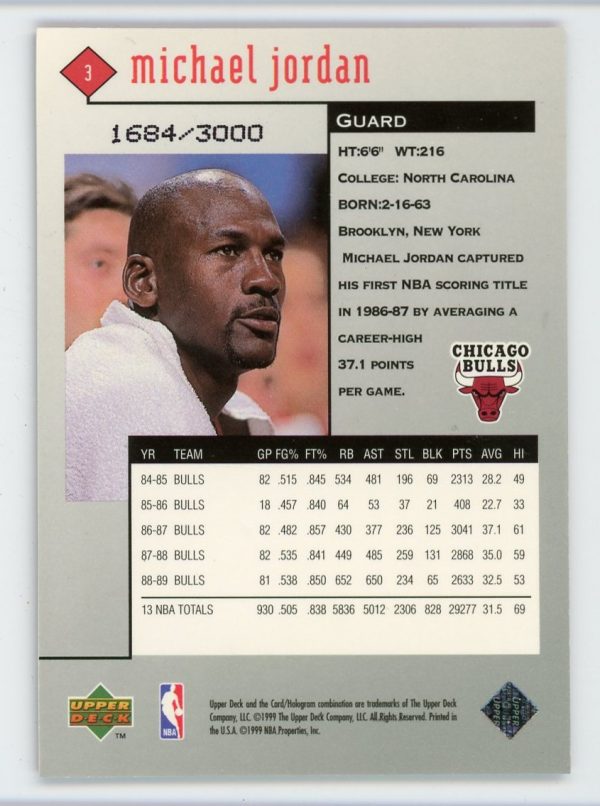 Michael Jordan 1998-99 Upper Deck Black Diamond Ruby 1684/1000 #3