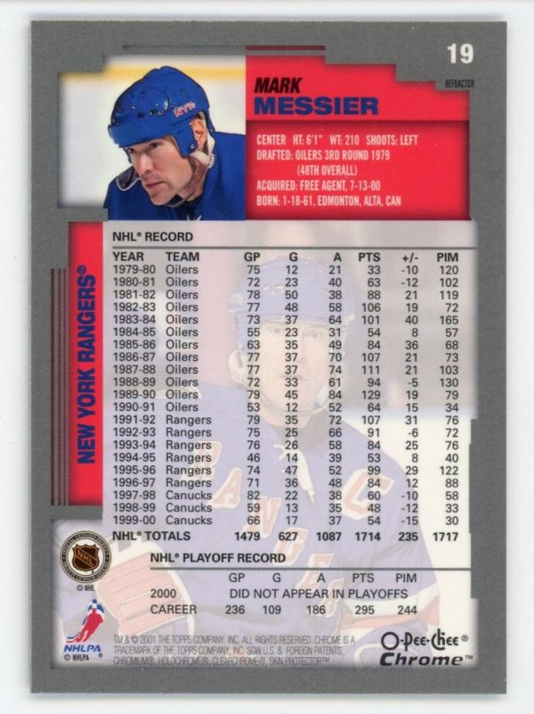 Mark Messier 2000-01 O-Pee-Chee Chrome Refractor #19