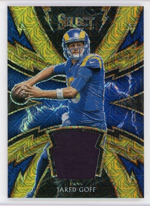 Jared Goff 2020 Panini Select Gold Prizm Patch 03/10 #SP-JGO