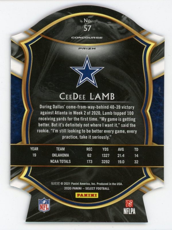 CeeDee Lamb 2020 Panini Select Concourse Tri-Color Die Cut Wave RC #57