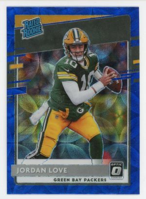 Donruss Optic 2020 Jordan Love Rated Rookie Blue Scope Prizm RC #154