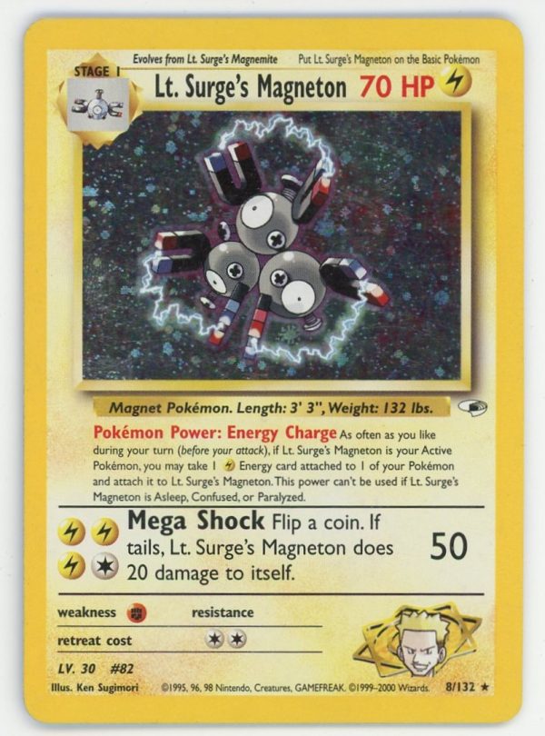 Lt. Surge's Magneton Pokemon Gym Heroes Unlimited Holo Rare 8/132