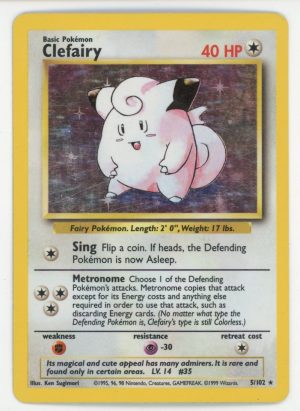 Clefairy Pokemon Base Set Unlimited Holo Rare 5/102