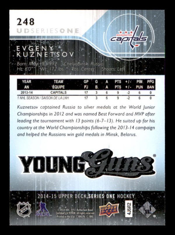 Evgeny Kuznetsov Capitals UD 2014-15 Young Guns Rookie Card #248