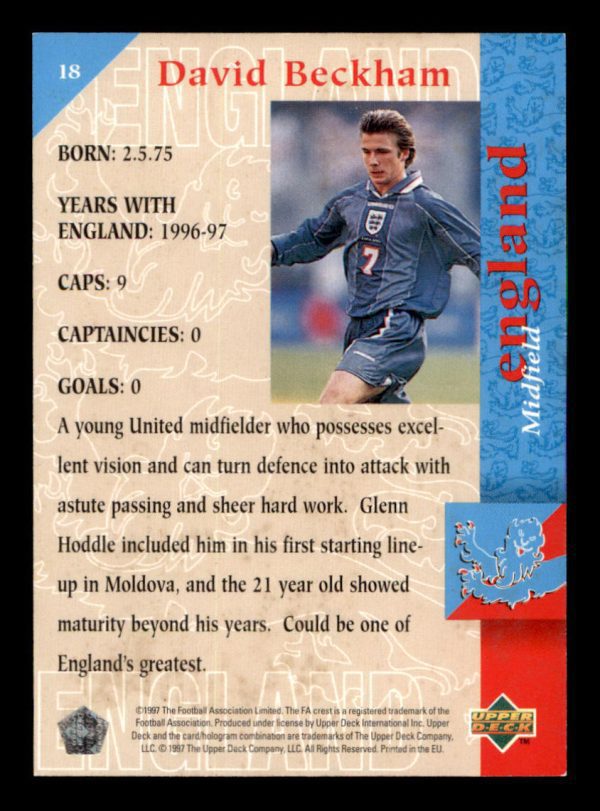 David Beckham United UD 1997-98 Card #18