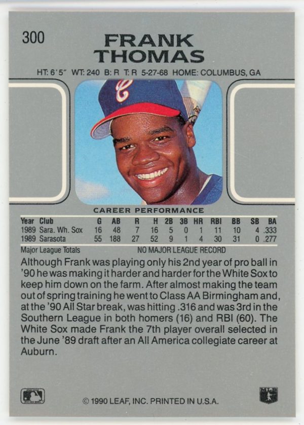 Frank Thomas 1990 Leaf Baseball Rookie Card #300